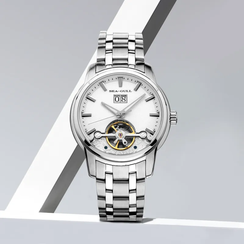 Sea Gull National Automatic Mechanical Movement Steel Strap Watch Men's Watches White Dial-9