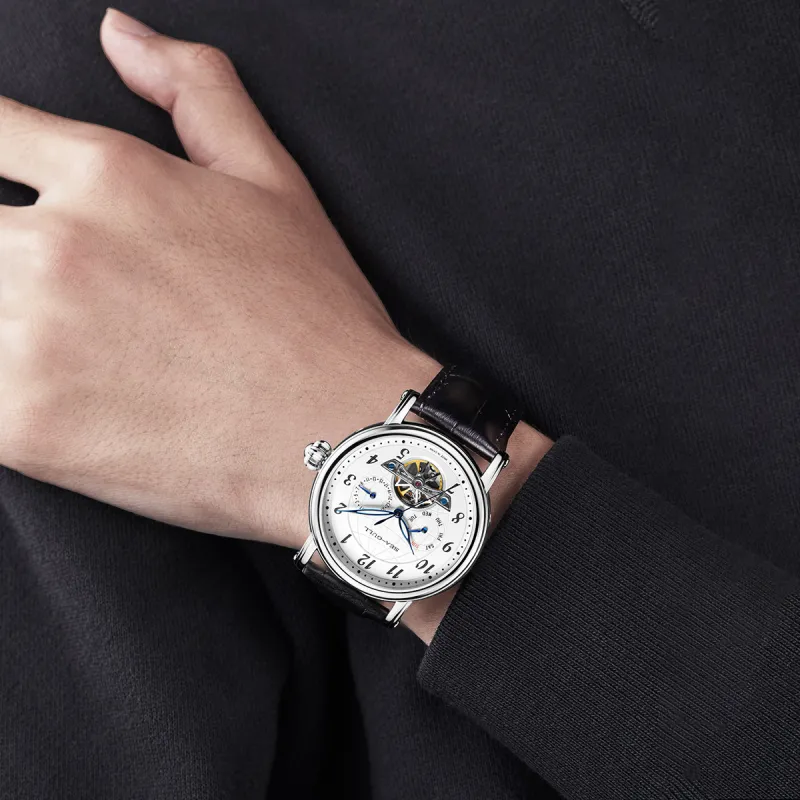Sea Gull LE BRASSUS Automatic Mechanical Movement Genuine Leather Strap Watch Men's Watches White Dial-4