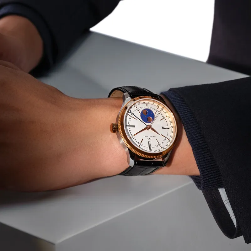 Sea Gull Automatic Mechanical Movement Genuine Leather Strap Watch Men's Watches White Dial-8