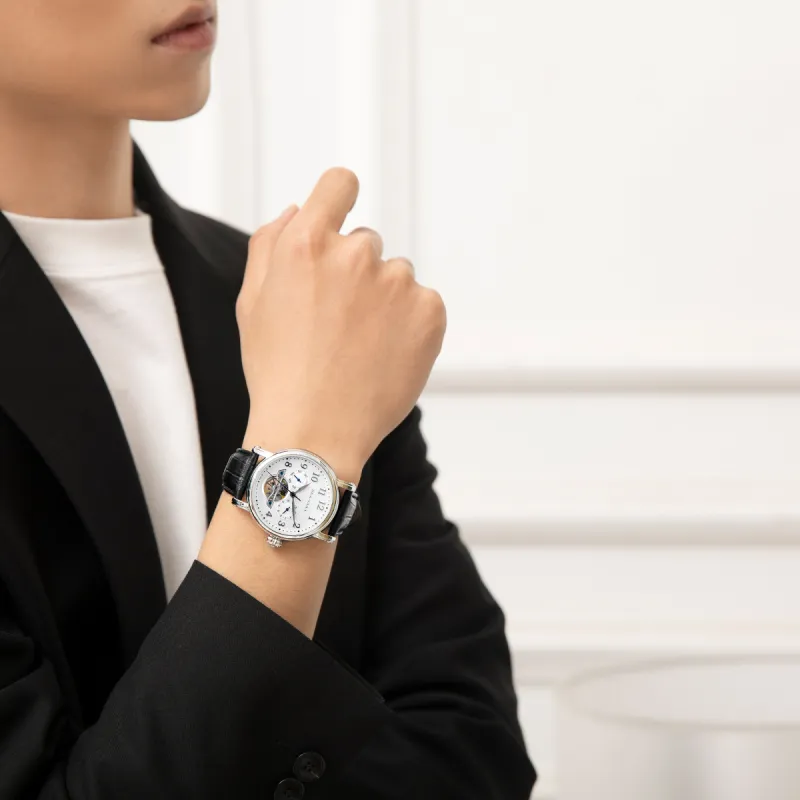 Sea Gull LE BRASSUS Collection Automatic Mechanical Movement Genuine Leather Strap Watch Men's Watches White Dial-5