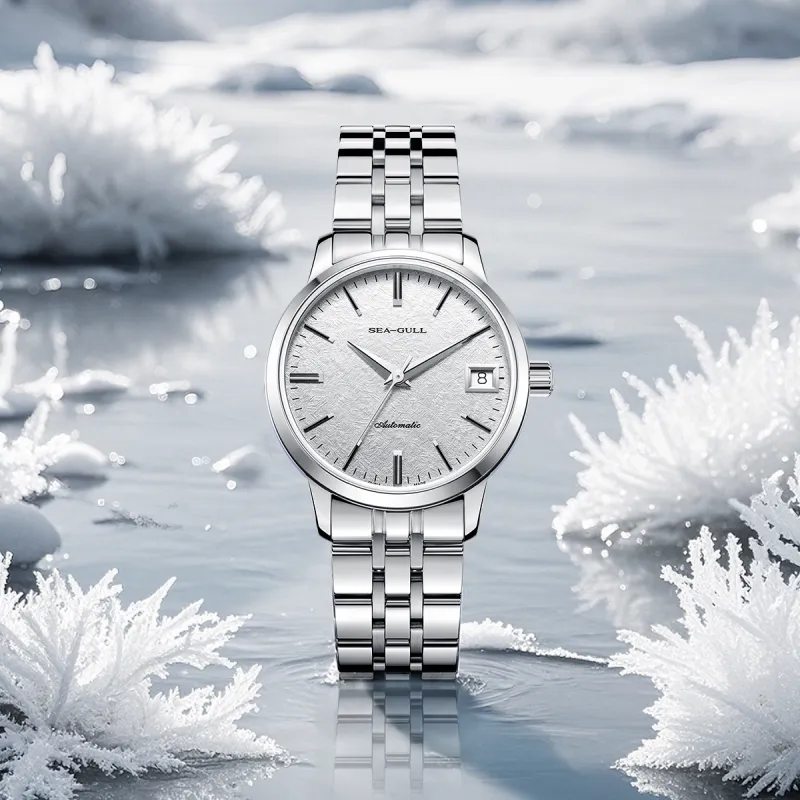 Sea Gull National Glacier Automatic Mechanical Movement Steel Strap Watch Women's Watch Silver Dial-5