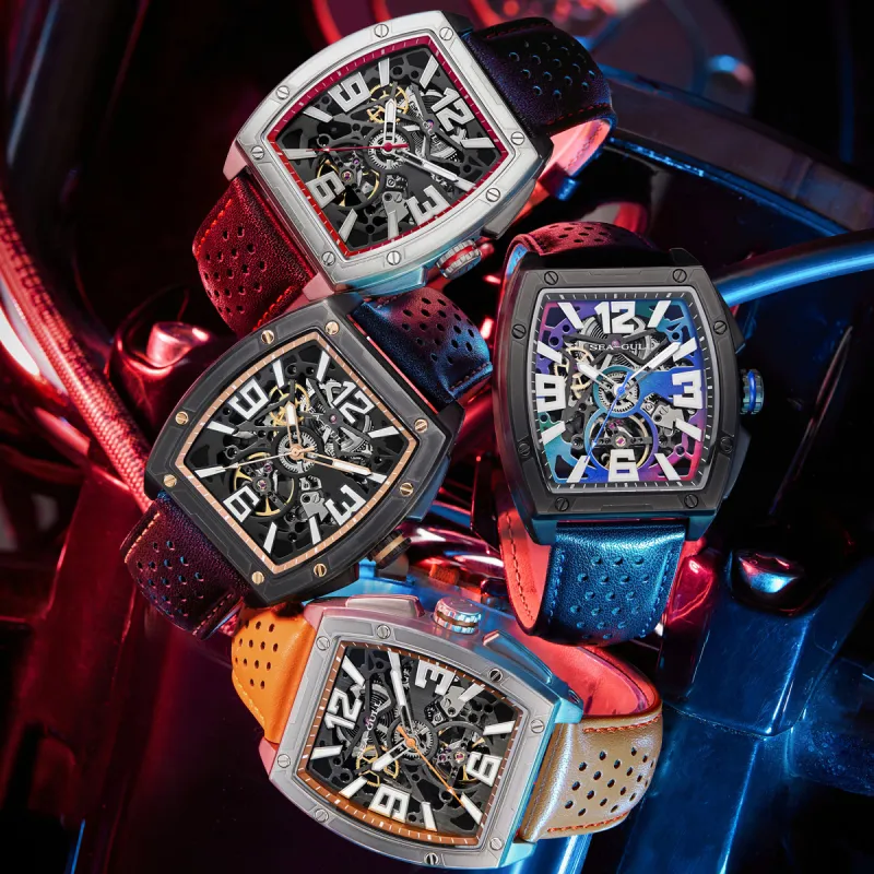 Sea Gull Street Fighter Collection Automatic Mechanical Movement Watch Men's Watches Cut Out Dial-3
