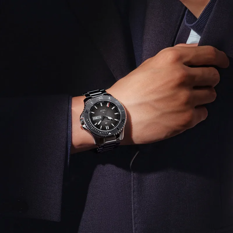 Sea Gull Ocean Mechanical Movement Steel Strap Watch Men's Watches Black Dial-7