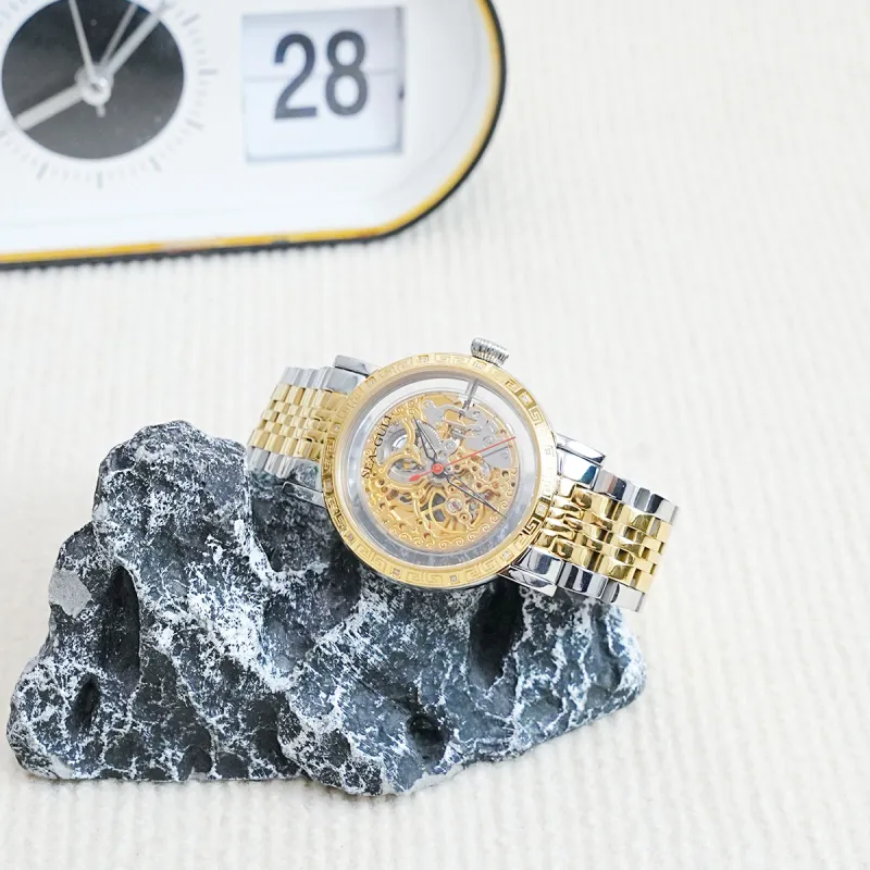 Sea Gull Automatic Mechanical Movement Steel Strap Watch Men's Watches Gold Dial-2