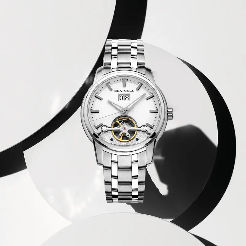 Sea Gull National Automatic Mechanical Movement Steel Strap Watch Men's Watches White Dial-6