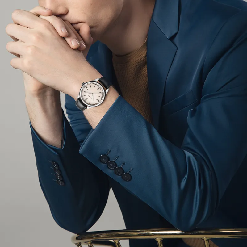 Sea Gull Designer Collection Automatic Mechanical Movement Genuine Leather Strap Watch Men's Watches White Dial-5