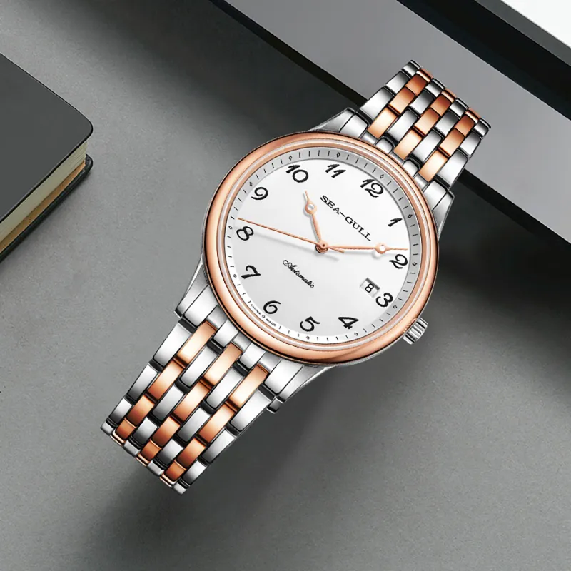 Sea Gull Formal Collection Automatic Mechanical Movement Stainless Steel Watchband Watch Men's Watches White Dial-3