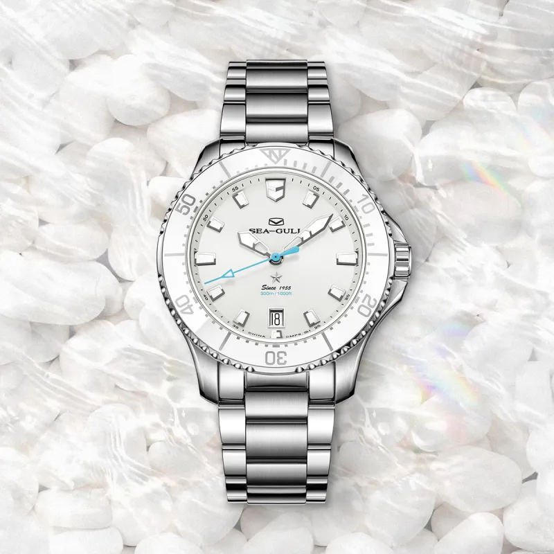 Sea Gull Ocean Automatic Mechanical Movement Steel Strap Watch Women's Watch White Dial-4