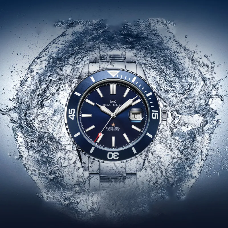 Sea Gull Ocean Series Automatic Mechanical Movement Steel Strap Watch Men's Watches Blue Dial-8