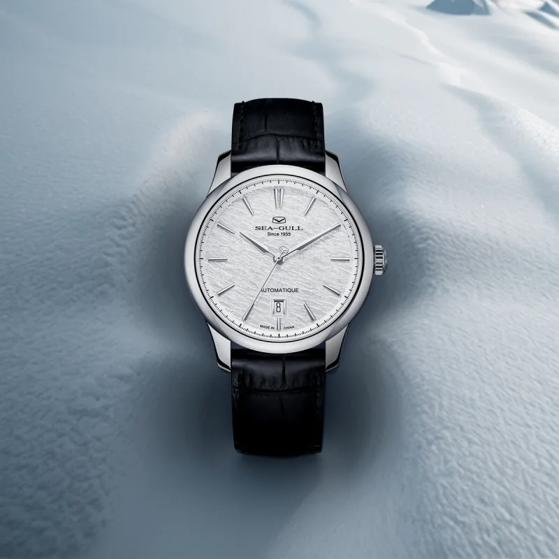 Sea Gull Superhuman Collection Automatic Mechanical Movement Genuine Leather Strap Watch Men's Watches White Dial-6