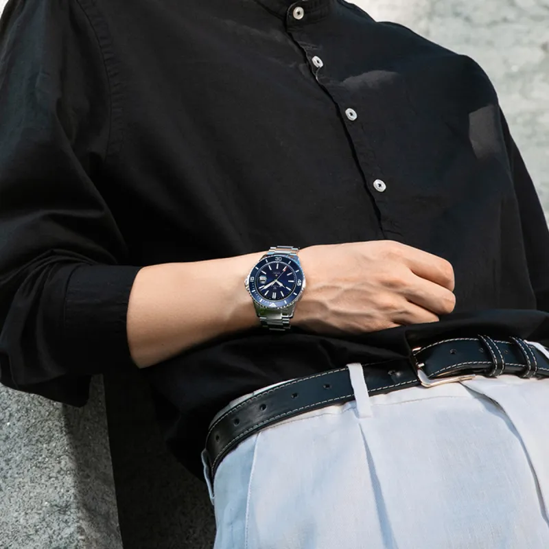 Sea Gull Ocean Series Automatic Mechanical Movement Steel Strap Watch Men's Watches Blue Dial-9