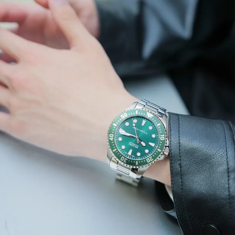 Sea Gull Ocean Series Automatic Mechanical Movement Steel Strap Watch Men's Watches Green Dial-9