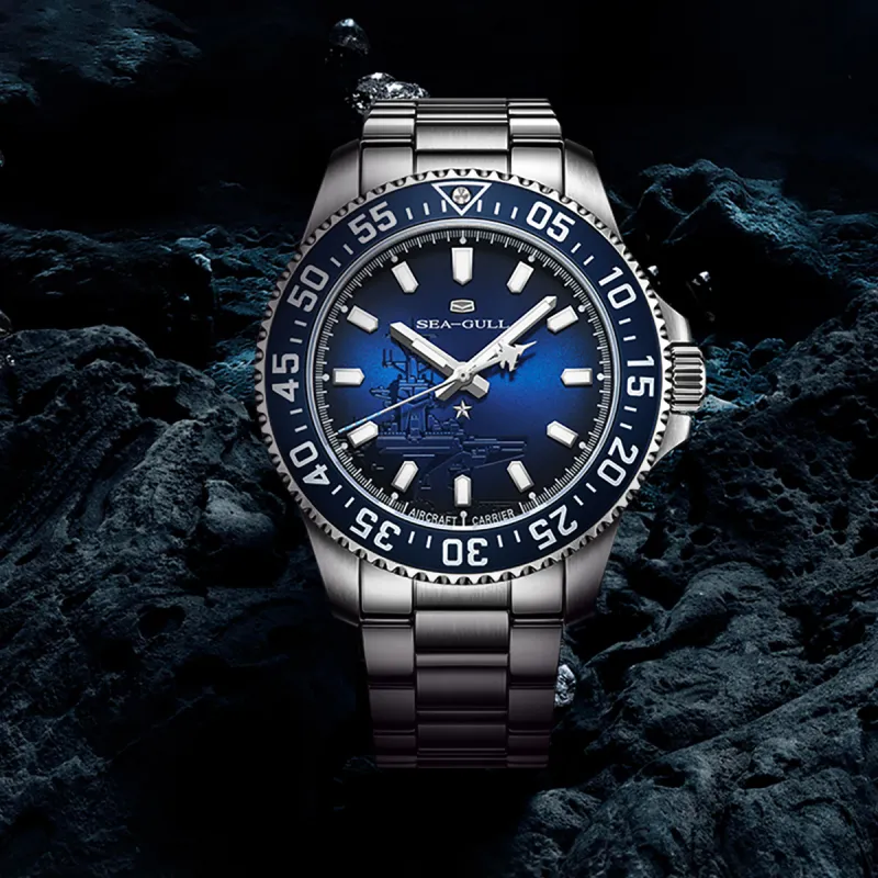 Sea Gull Ocean Automatic Mechanical Movement Steel Strap Watch Men's Watches Blue Dial-3