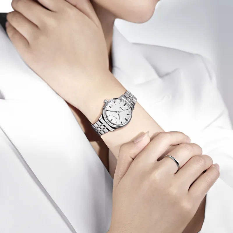 Sea Gull National Glacier Automatic Mechanical Movement Steel Strap Watch Women's Watch Silver Dial-4