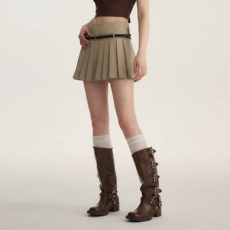 Heartboon Casual Short Skirts Women's Khaki-3