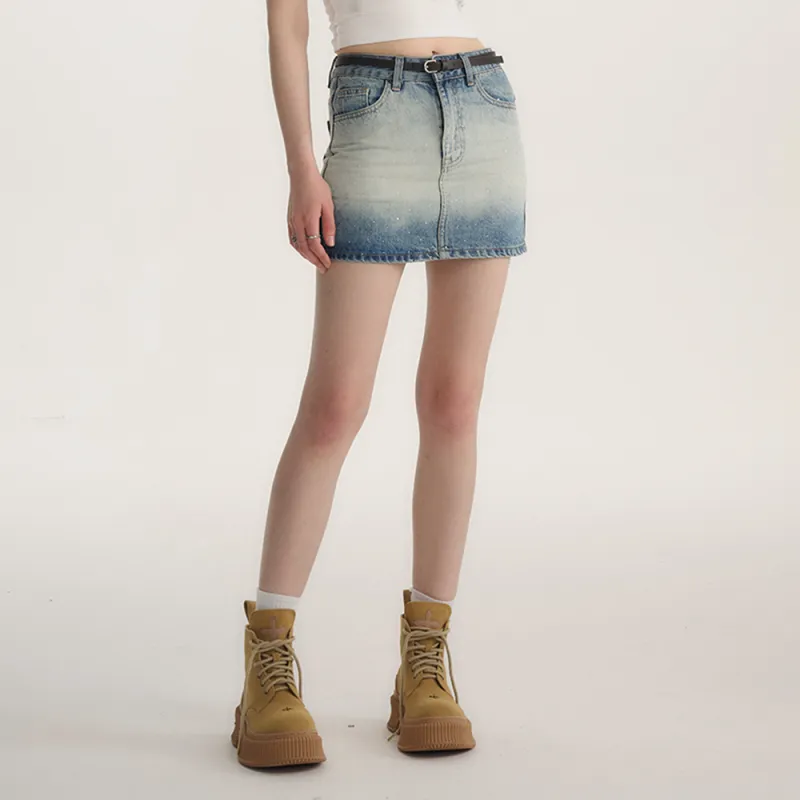 Heartboon Denim Short Skirts Women's Blue-5