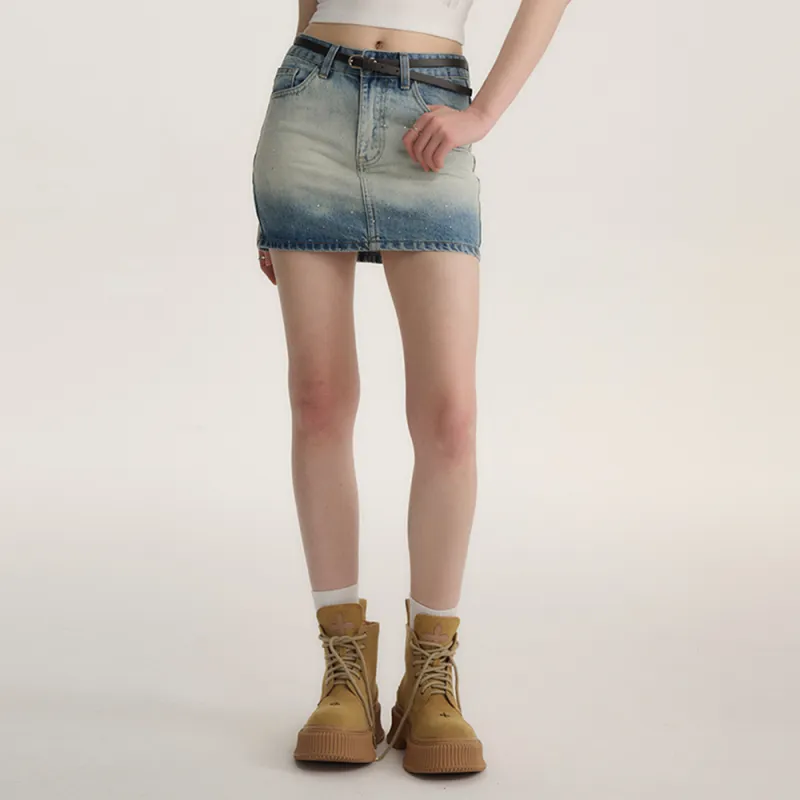 Heartboon Denim Short Skirts Women's Blue-4