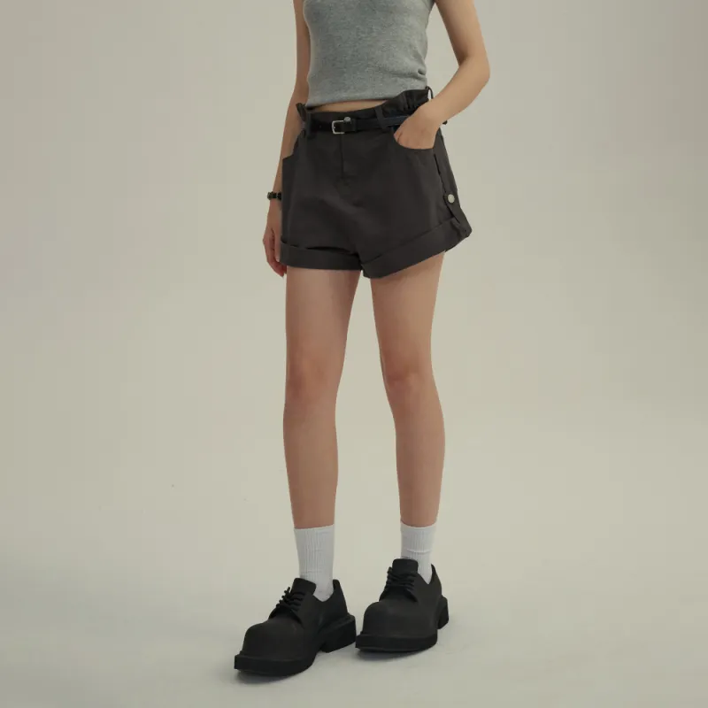 Heartboon Casual Shorts Women's Iron Gray-3