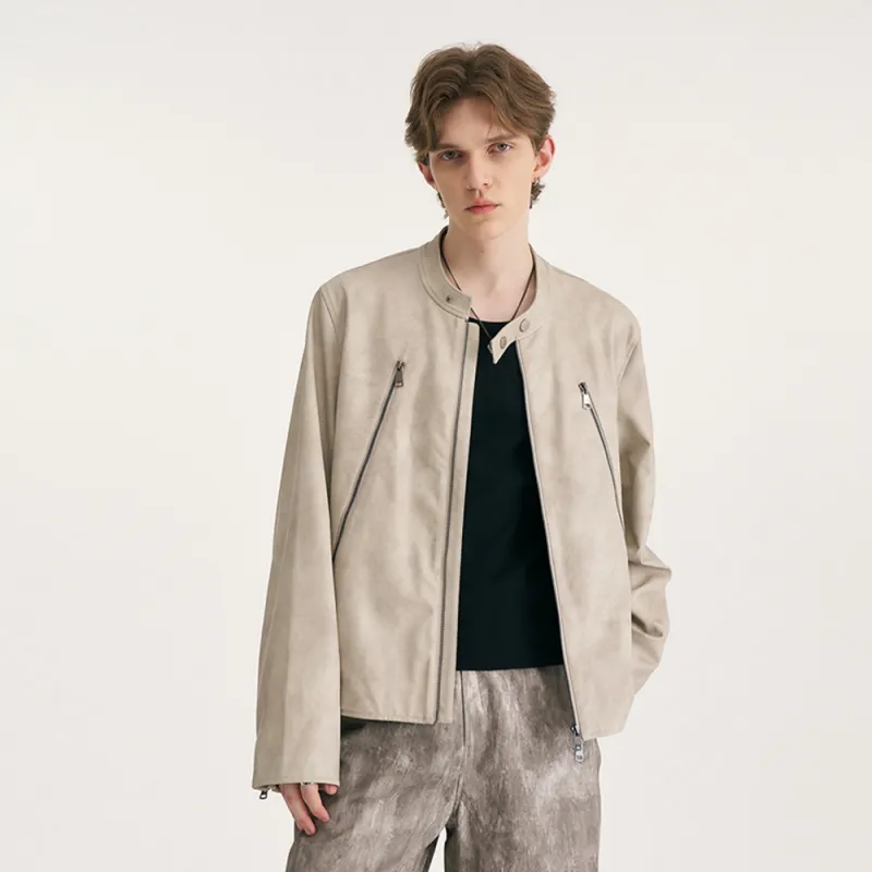 Heartboon Leather Jacket Unisex Ecru-2