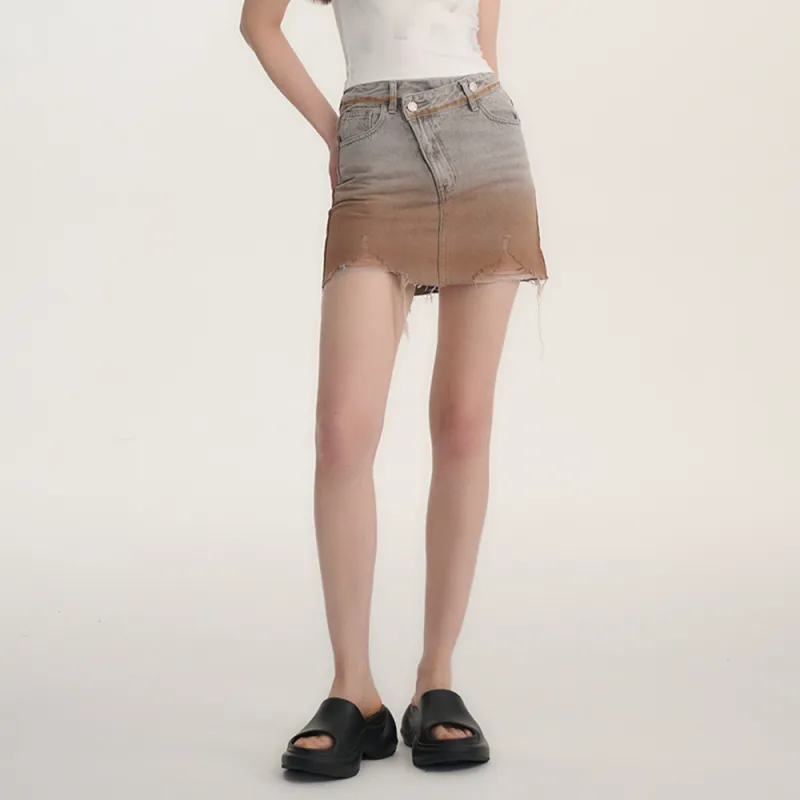 Heartboon Denim Short Skirts Women's Vintage Rusty Red-5