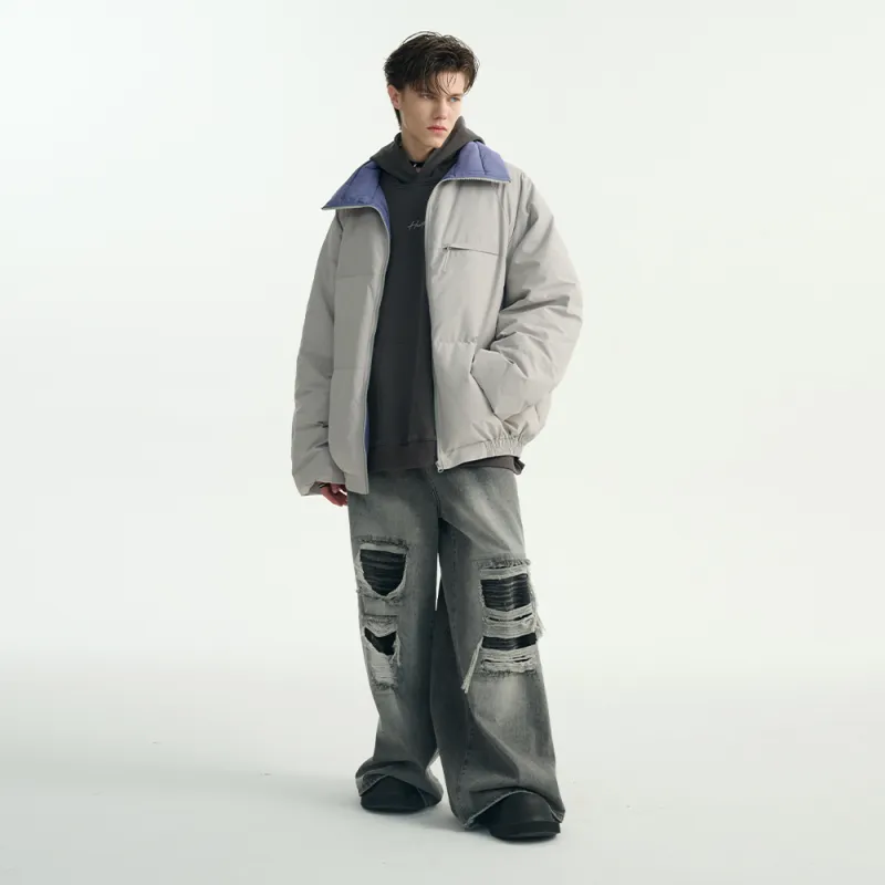 Heartboon Down Jacket Unisex Khaki Gray-2