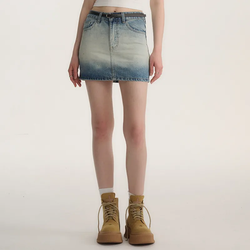 Heartboon Denim Short Skirts Women's Blue-3