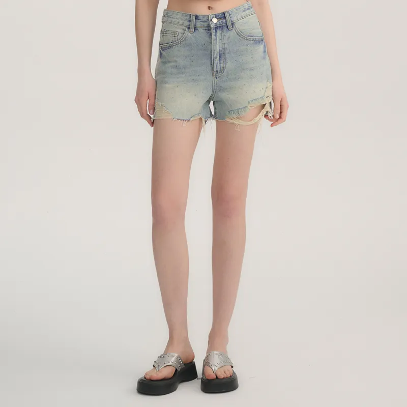 Heartboon Denim Shorts Women's Blue-2