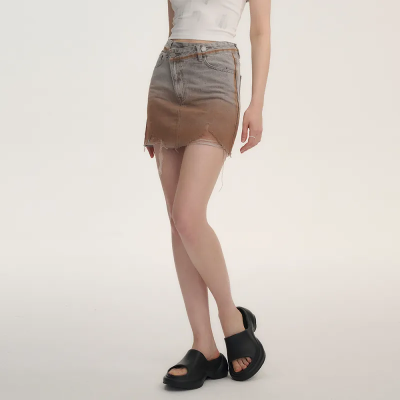 Heartboon Denim Short Skirts Women's Vintage Rusty Red-4