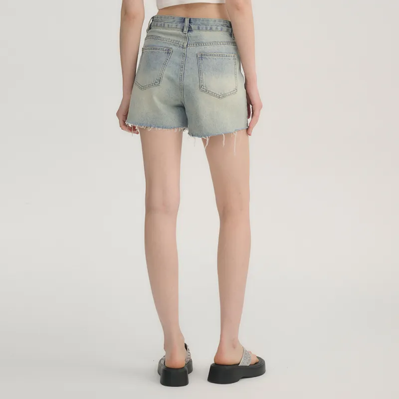 Heartboon Denim Shorts Women's Blue-3