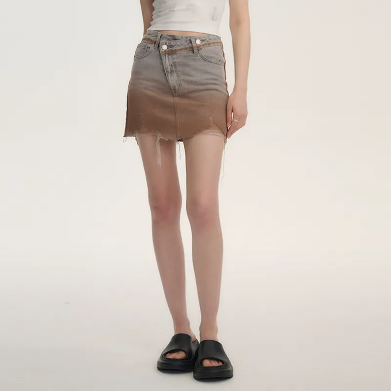Heartboon Denim Short Skirts Women's Vintage Rusty Red-2