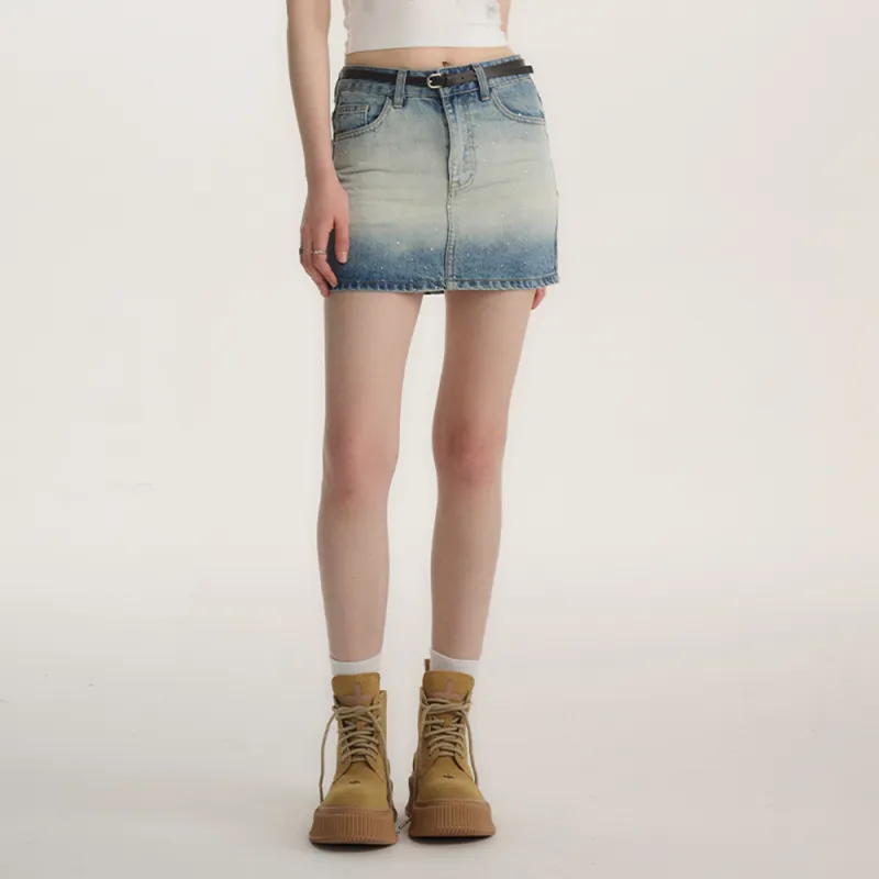 Heartboon Denim Short Skirts Women's Blue-2