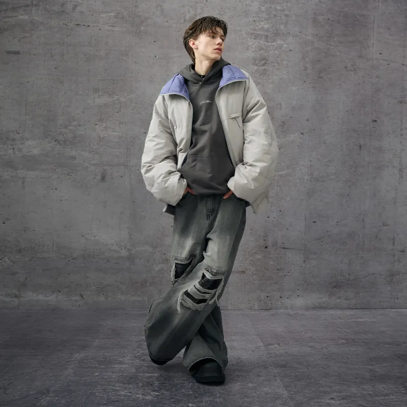 Heartboon Down Jacket Unisex Khaki Gray-3