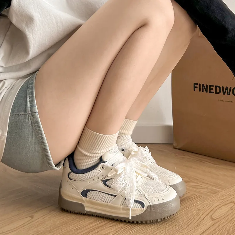 TUOPIN Low Top Casual Shoes Women's Beige Blue-20