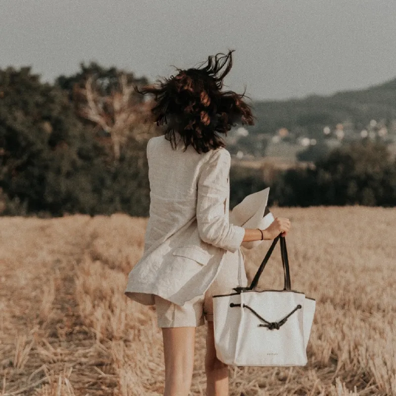 Unitude Canvas With Leather Tote Bag, Shopping Bag, Canvas Bag, Shoulder Bag Tubas Women's-7
