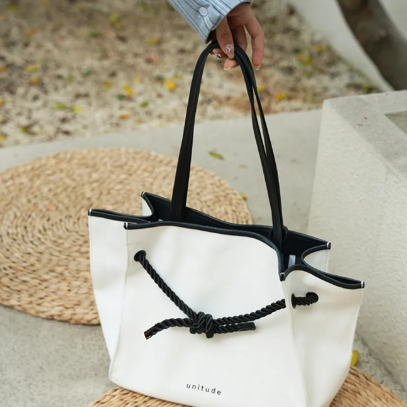 Unitude Canvas With Leather Tote Bag, Shopping Bag, Canvas Bag, Shoulder Bag Tubas Women's-8