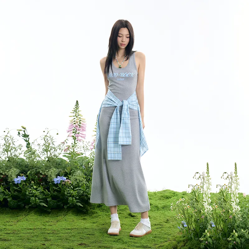 INSLIISA Slip Dress Women's Gray-2