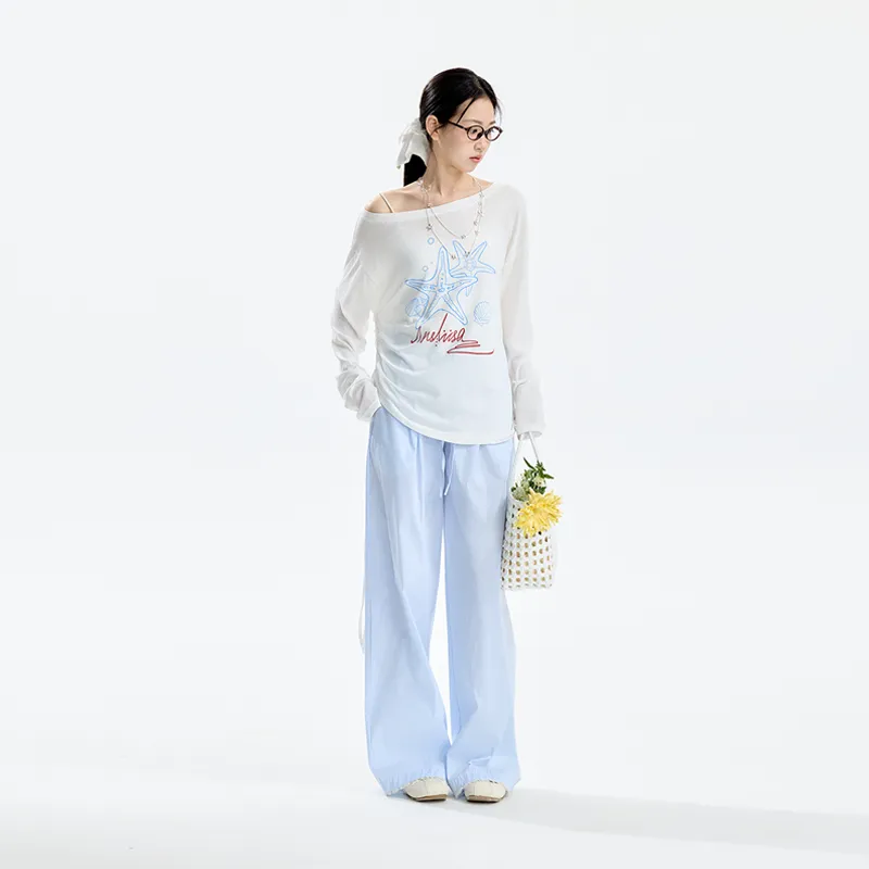 INSLIISA Casual Pants Women's Light Blue-4