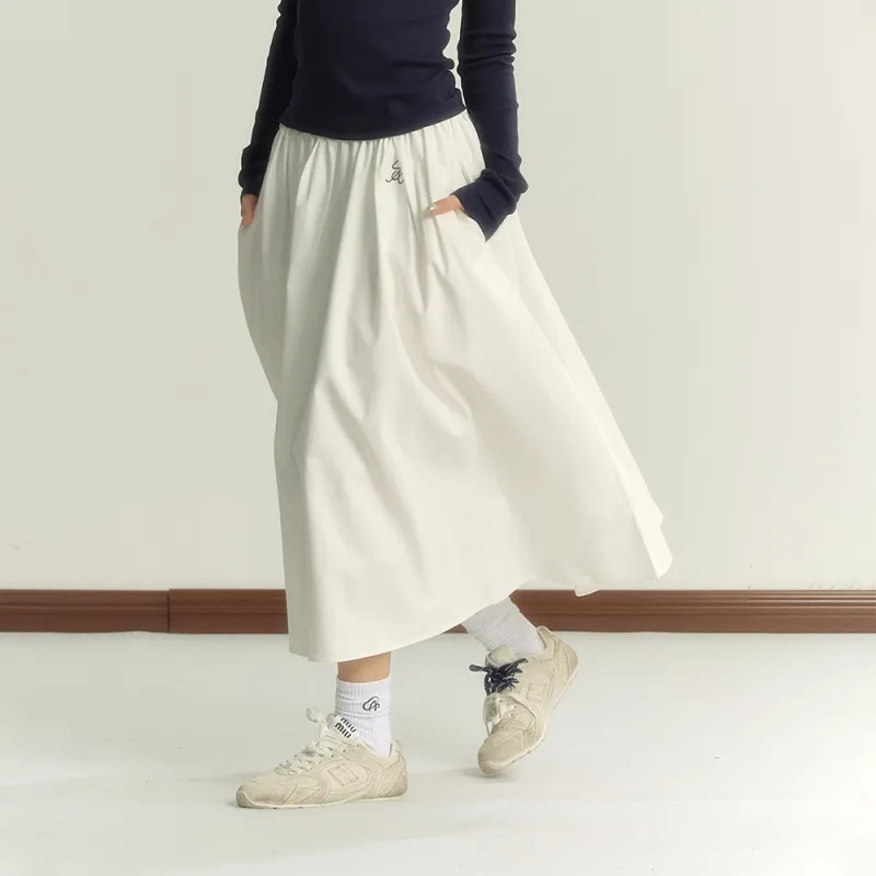 INSLIISA Casual Long Skirts Women's White-2