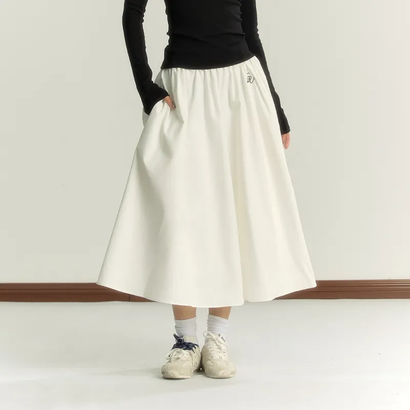 INSLIISA Casual Long Skirts Women's White-3