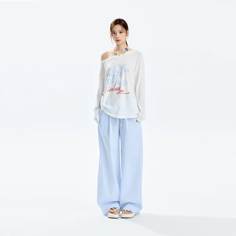 INSLIISA Casual Pants Women's Light Blue-3