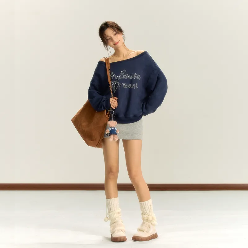 INSLIISA Sweatshirts Women's Navy Blue-3
