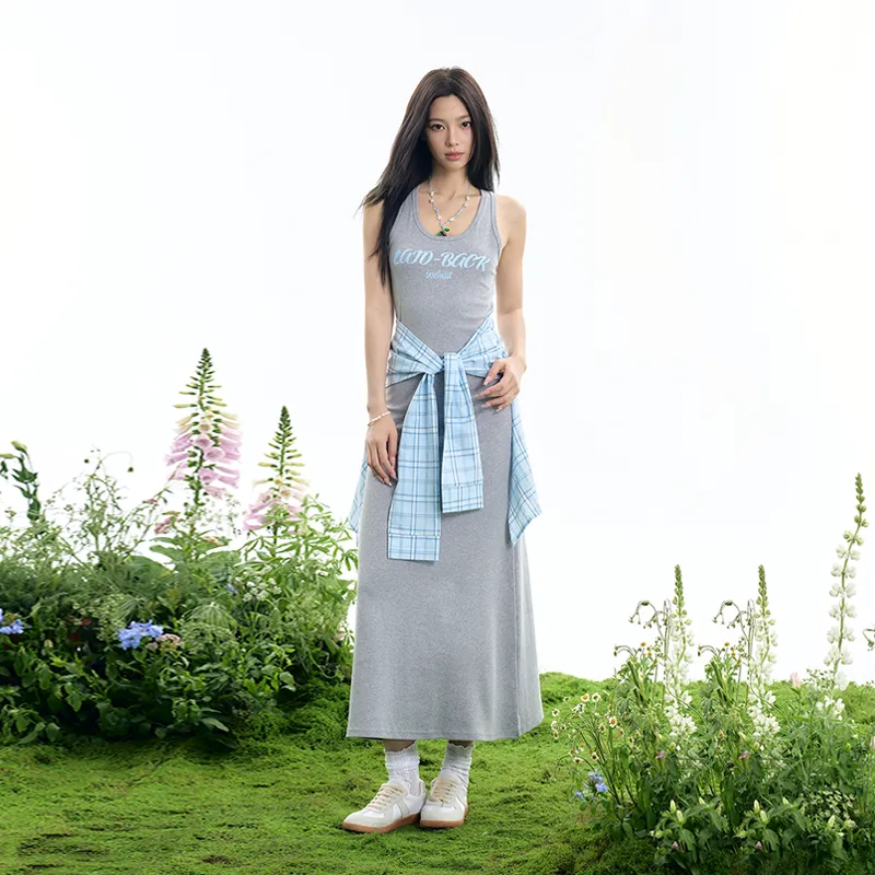 INSLIISA Slip Dress Women's Gray-3