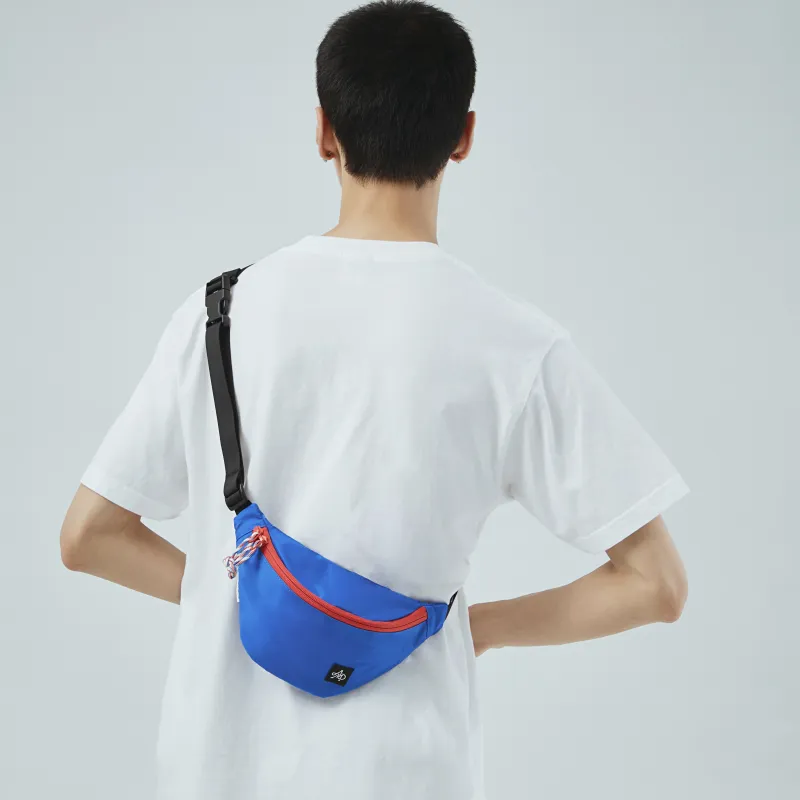The MAD HATcher MONOGRAM Series Polyester Fanny Pack Small Size Unisex Black/Orange/Blue-7