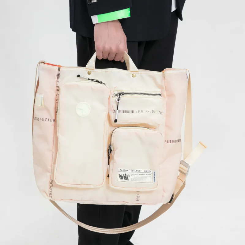 The MAD HATcher Polyamide Tote One Shoulder Handbag Unisex White-3
