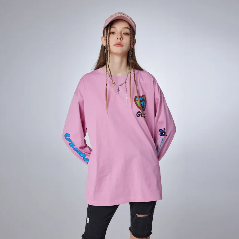Guuka Long Sleeved T Shirt Unisex Smoke Pink Orchid-6