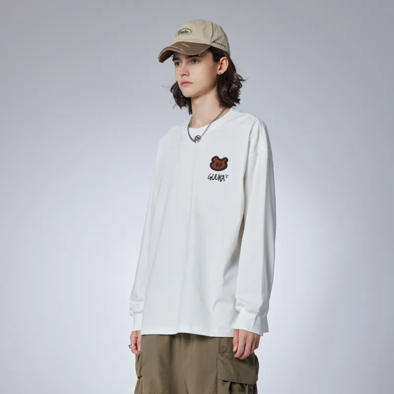 Guuka x AGAHO Long Sleeved T Shirt Unisex White-7
