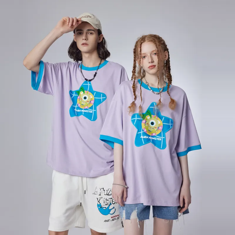 Guuka Short Sleeved T Shirts Unisex Light Purple-3