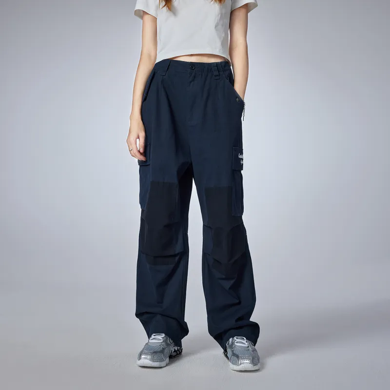 Guuka Embroidered Letter Casual Pants Unisex Navy Blue-9