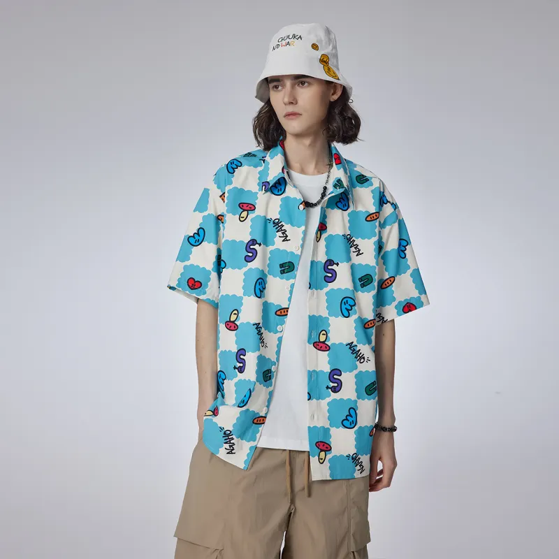 Guuka x AGAHO Short Sleeved Shirt Unisex Turquoise-7