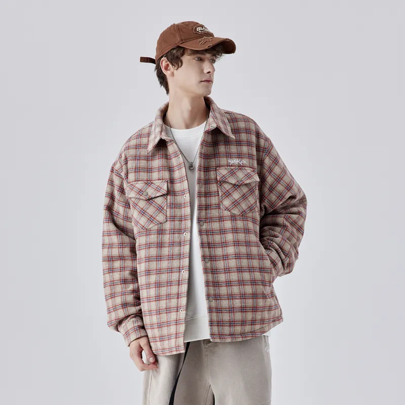 Guuka Puffer Jacket Men's Red Plaid-3